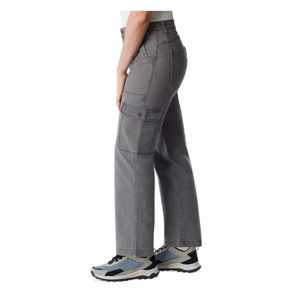 BASS OUTDOOR Women's High-Rise Canvas Cargo Pants FORGED IRON NWT SIZE  10 - Picture 2 of 10